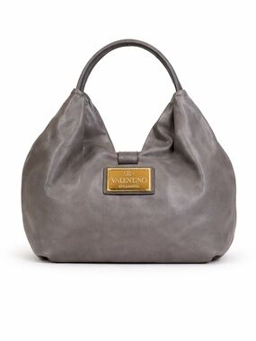 Valentino Garavani Grey Nuage Bow Leather Hobo Bag Rare Vintage